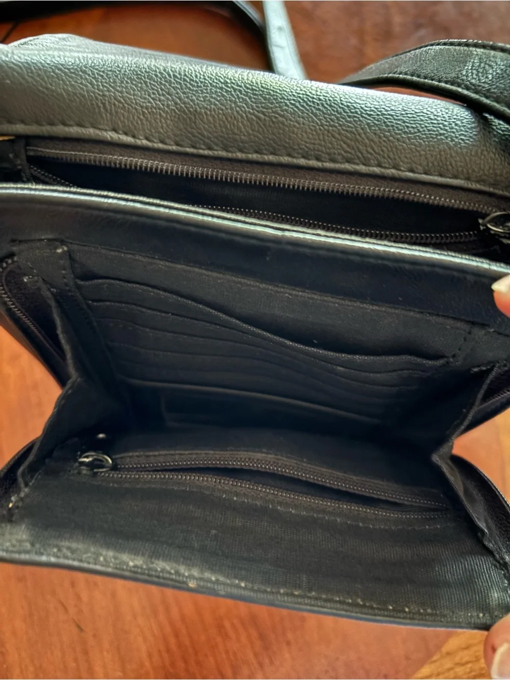 Nine West Black Leatherette Crossbody with Front Flap